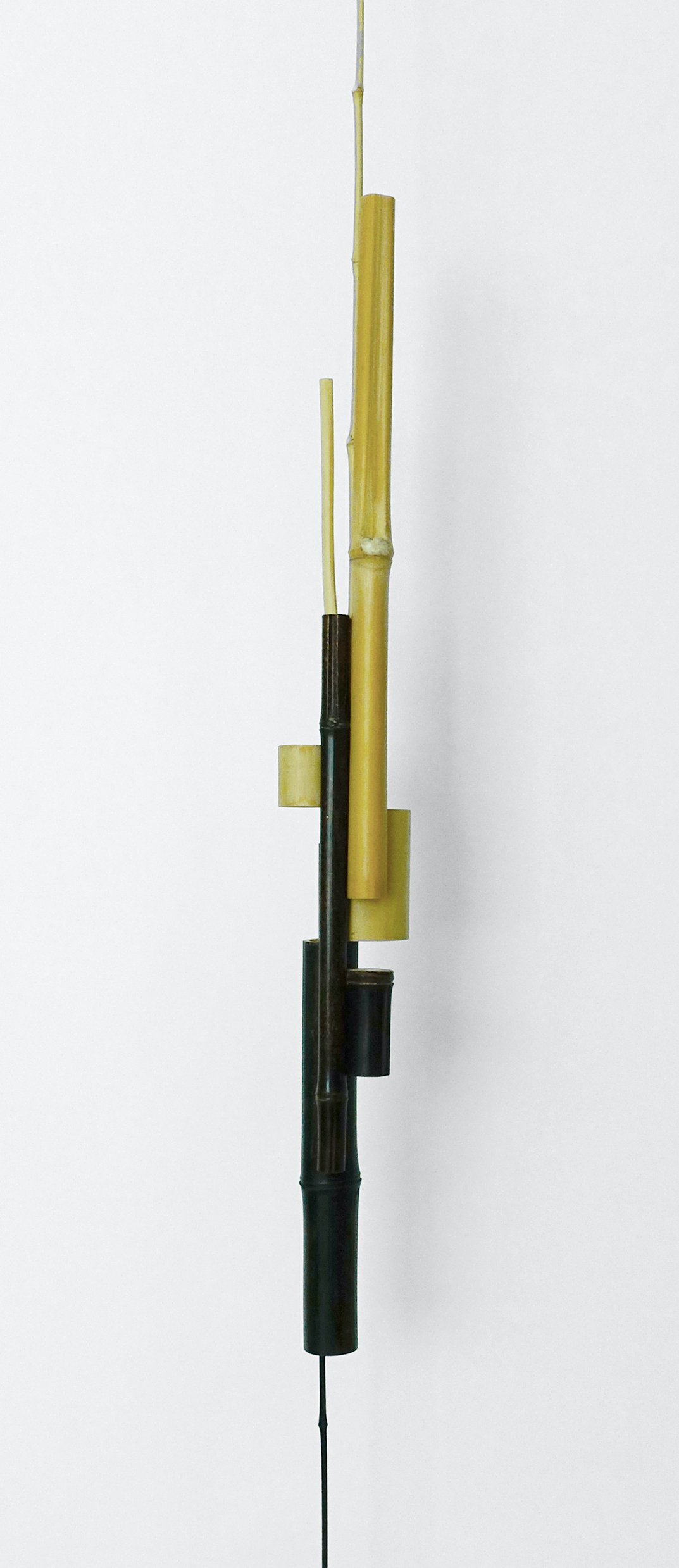 Sculpture 44 - 2025 - Bambou noir, bambou vert - L 7,5 x H 156 x P 7,5 cm